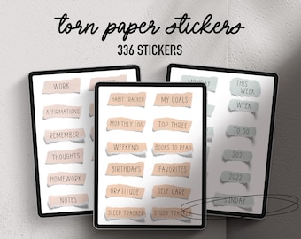 Digital Stickers, Torn Paper Stickers, iPad planner, Digital Planner, goodnotes planner, sticker book, Cute Planner Stickers, mood board