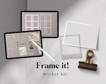 Frame it! Sticker kit. Digital sticker with realistic frame boarders to create realistic stickers.