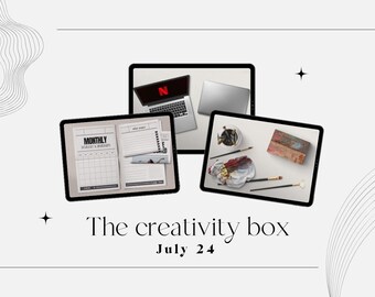 Nr 33 - The Creativity Box - July 2024 - Digital planner, digital stickers, realistic stickers, digital journaling, PNG, Clip art bullet