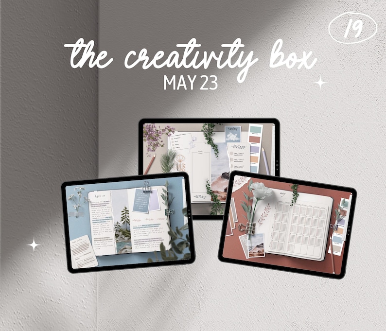 Nr 19 - The Creativity Box - May 2023 - Digital planner, digital stickers, realistic stickers, digital journaling, PNG, Clip art bullet image 1