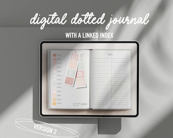 Undatierter digitaler Planer mit verknüpftem Index, digitales Bujo, Goodnotes-Journal, Realistisches Notizbuch & Stickers, Bullet für iPad
