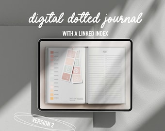 Undated digital planner with linked index, digital bujo, goodnotes journal, digital journal, Realistic notebook & Stickers, bullett for iPad