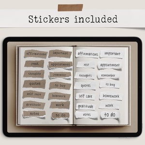 Goodnotes Stickers, Digital Stickers, Torn Paper, Kraft paper, Realistic, Minimalist Stickers, Mood Board, iPad Stickers, Textured Paper image 4