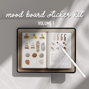 Goodnotes de pegatinas digitales, pegatinas de planificador digital, pegatina digital de tablero de visión neutral realista, kit de pegatinas de tablero de estado de ánimo para iPad