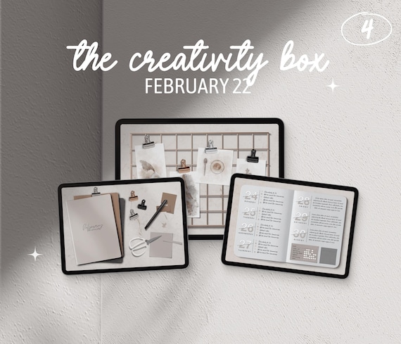 Nr 04 - The Creativity Box - February 2022 - Digital planner, digital stickers, realistic stickers, digital journaling, PNG, Clip art bullet