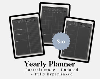 Yearly Digital Planner 2024 - Portrait mode, Dark mode