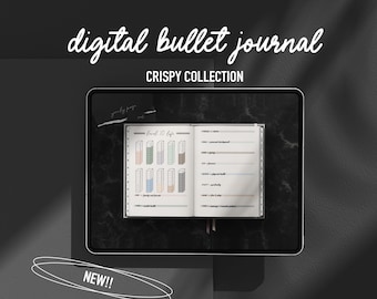 Digital dotted journal 2025, Dark mode, Undated Digital Planner, Realistic digital journal, Digital iPad planner, iPad bullett, bujo
