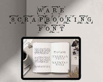 Scrapbooking font, font looking like stamped letters, stamp font for digital journaling.