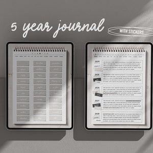 5 year journal digital, 2024-2028, digital five year journal, one line a day journal, memory diary, iPad journal, digital planner