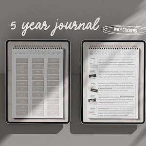 5 year journal digital, 2024-2028, digital five year journal, one line a day journal, memory diary, iPad journal, digital planner