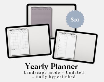Yearly Digital Planner 2024 - White mode, Landscape mode