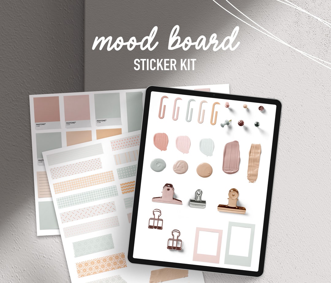 Pastel Digital Mood Board Stickers, Digital Stickers Bujo, Realistic ...
