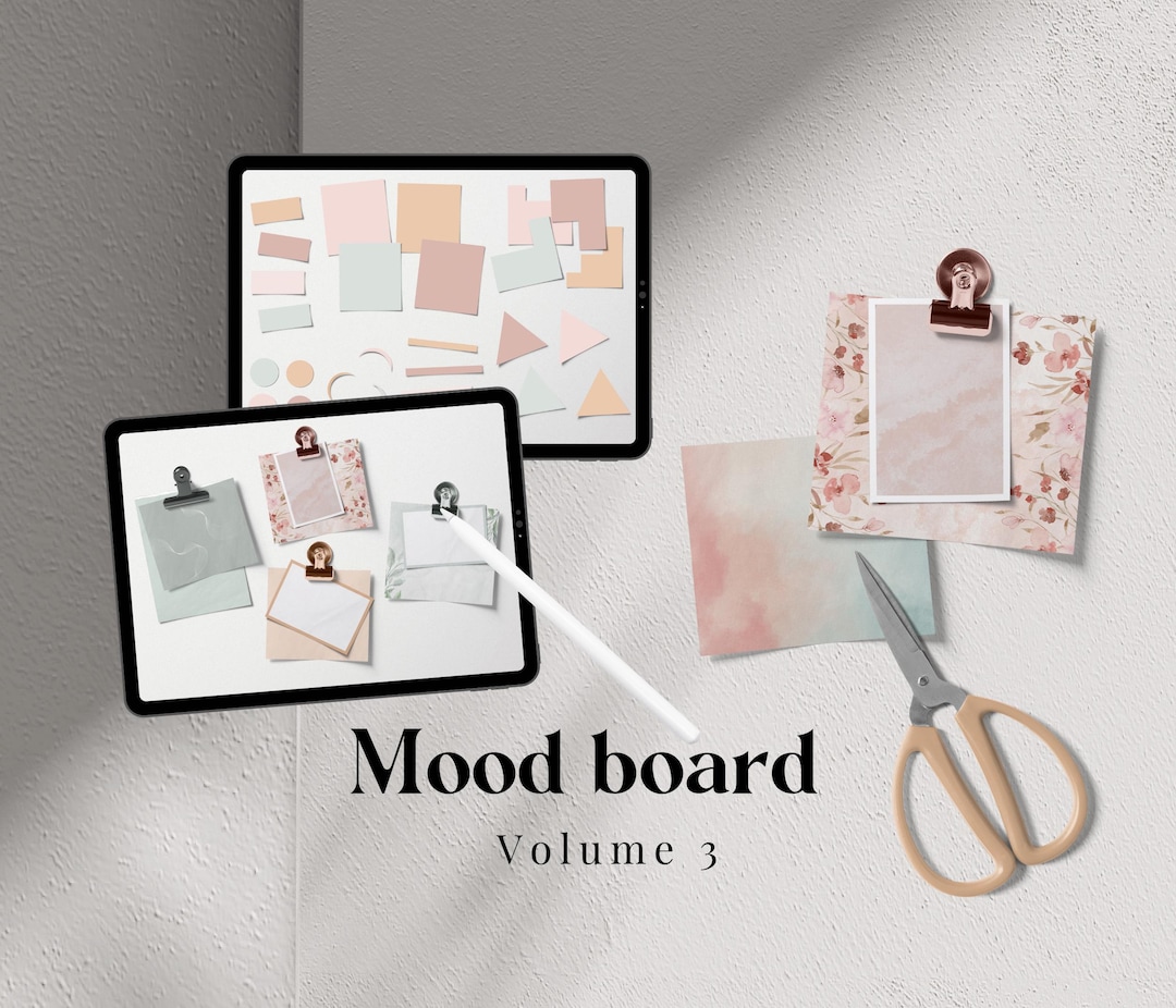Mood Board V3 - Dreamy Digital Sticker Kit, Realistic Digital Stickers ...
