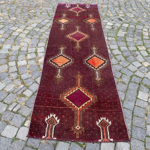 Kitchen rug, Vintage runner rug, Organic rug, Hallway rug, Entryway rug, Decorative rug, gift for him 83 x 275 cm 2,7 x 9,0 ft image 5