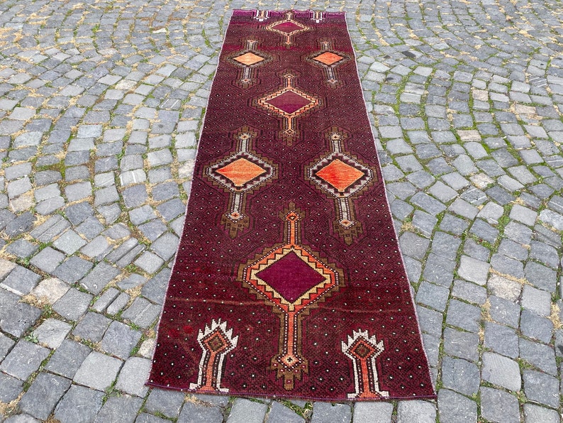 Kitchen rug, Vintage runner rug, Organic rug, Hallway rug, Entryway rug, Decorative rug, gift for him 83 x 275 cm 2,7 x 9,0 ft image 5