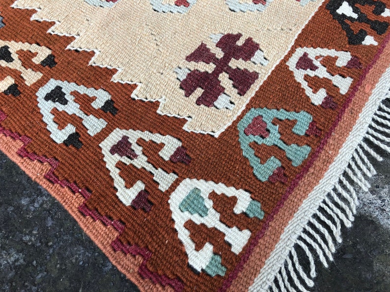 Turkish kilim rug Kilim Vintage kilim Handmade kilim Brown | Etsy