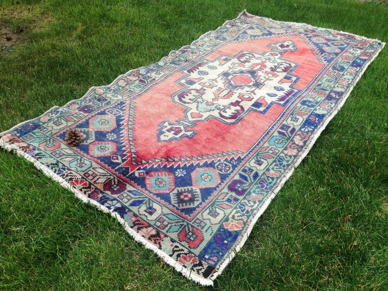Turkish Rug Vintage Area Handmade Wool - 6 X 7 Area Rugs Turkish Rug Vintage Area Handmade Wool - 6 X 7 Area Rugs