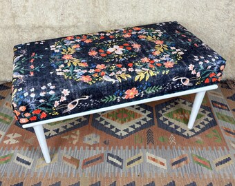 Banco otomano Kilim: mesa de centro tapizada turca, decoración para la entrada, libre de impuestos en EE. UU.