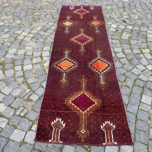 Kitchen rug, Vintage runner rug, Organic rug, Hallway rug, Entryway rug, Decorative rug, gift for him 83 x 275 cm 2,7 x 9,0 ft image 4