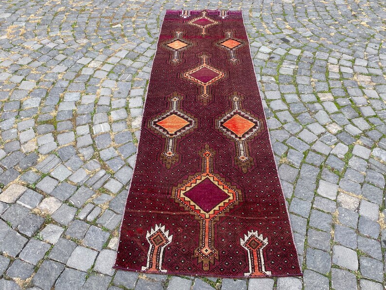 Kitchen rug, Vintage runner rug, Organic rug, Hallway rug, Entryway rug, Decorative rug, gift for him 83 x 275 cm 2,7 x 9,0 ft image 4