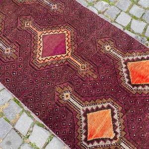 Kitchen rug, Vintage runner rug, Organic rug, Hallway rug, Entryway rug, Decorative rug, gift for him 83 x 275 cm 2,7 x 9,0 ft image 9