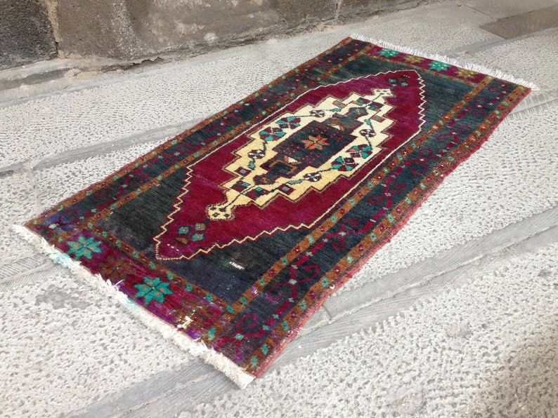 Turkish Vintage Rug Small Carpet Door Mat HANDMADE Boho Decor KILIM 1/'6 X 3/'2 Ft