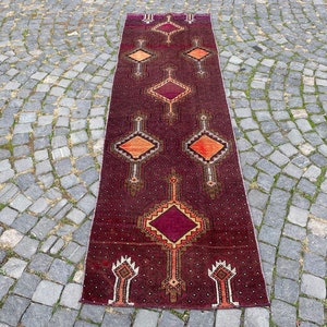 Kitchen rug, Vintage runner rug, Organic rug, Hallway rug, Entryway rug, Decorative rug, gift for him 83 x 275 cm 2,7 x 9,0 ft image 3