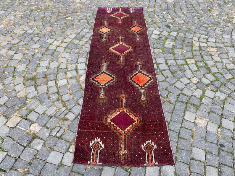 Kitchen rug, Vintage runner rug, Organic rug, Hallway rug, Entryway rug, Decorative rug, gift for him 83 x 275 cm 2,7 x 9,0 ft image 3
