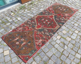 3,1 x 7,9 ft Turkish runner rug,Oushak runner rug,Vintage rug,Handmade rug,Bohemian runner rug,Stair runner rug,handknotted rug