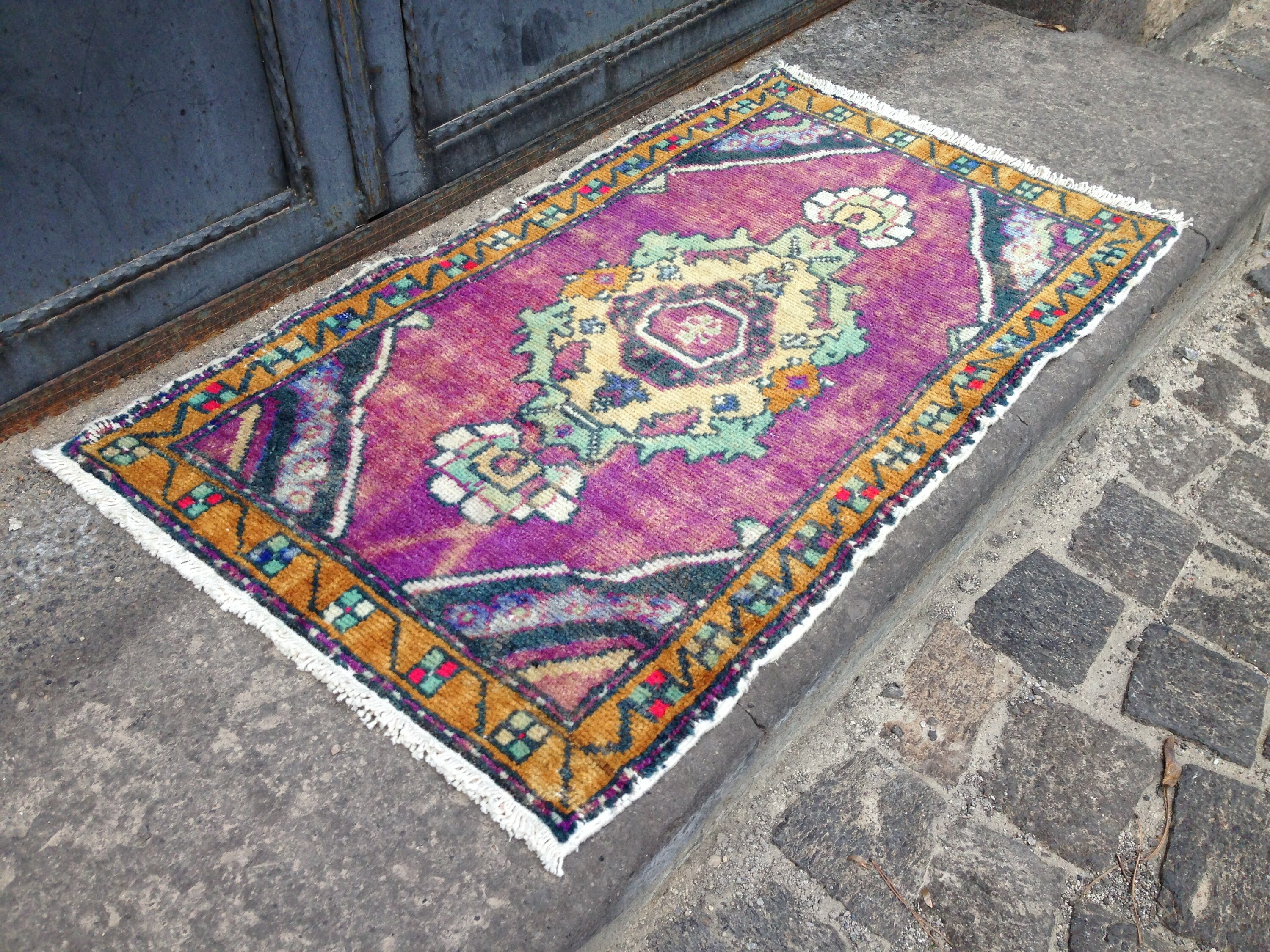 1'8'' x 3'1'' Vintage rug Door mat Etsy