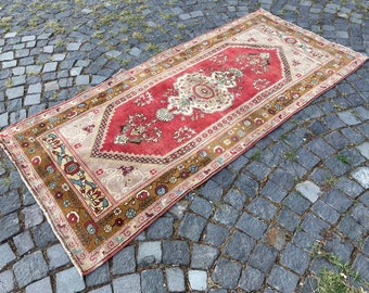Vintage Rug, Turkish Rug, Boho Rug, Floor rug, Wool Rug, Handmade Rug, Carpet, Kilim | 104 x 229 cm = 3,4 x 7,5 ft