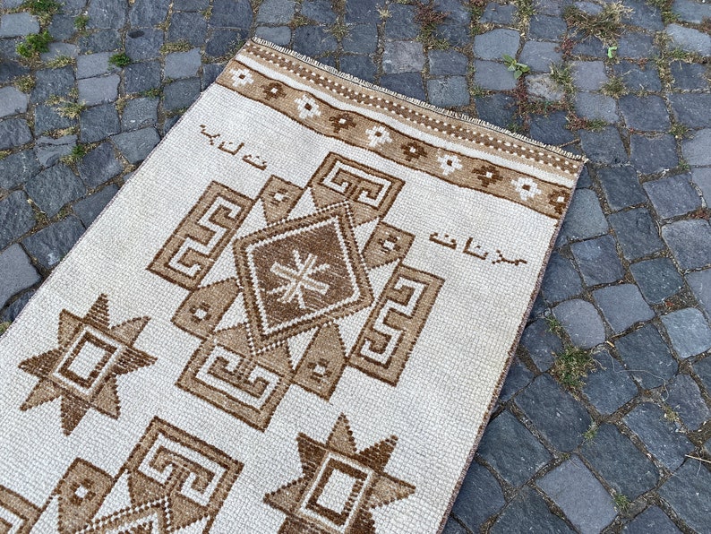 2,8 x 10,3 ft Turkish Entryway rug, Vintage handmade rug, Oushak runner rug, Turkish wool rug, Bohemian kitchen rug 87 x 315 cm Bild 6