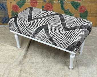 Handmade Turkish Kilim Bench: Bohemian Ottoman Bench