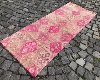 Turkish Rug, Vintage Rug, Boho Rug, Floor rug, Wool Rug, Handmade Rug, Carpet, Kilim, 130 x 56 cm // 4.3 x 1.8 ft  Mini Runner Rug