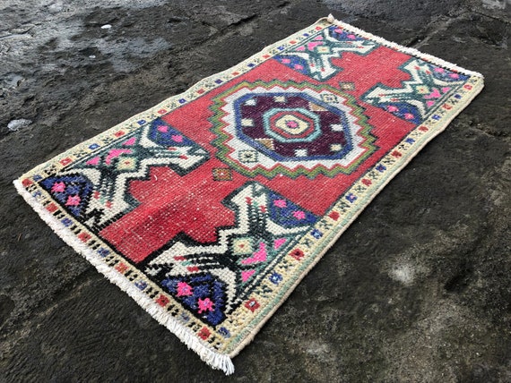 Turkish Vintage Rug Small Carpet Door Mat HANDMADE Boho Decor KILIM 1/'6 X 3/'2 Ft