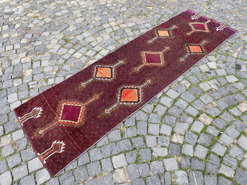 Kitchen rug, Vintage runner rug, Organic rug, Hallway rug, Entryway rug, Decorative rug, gift for him 83 x 275 cm 2,7 x 9,0 ft image 1