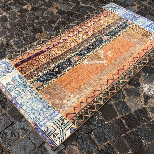 Patchwork Rug, Vintage Rug, Bohemian Rug, Area Rug, Turkish Rug, Home Decor, Wool Rug, Carpet, Kilim, 174 x 93 cm // 5.6 x order 3 ft