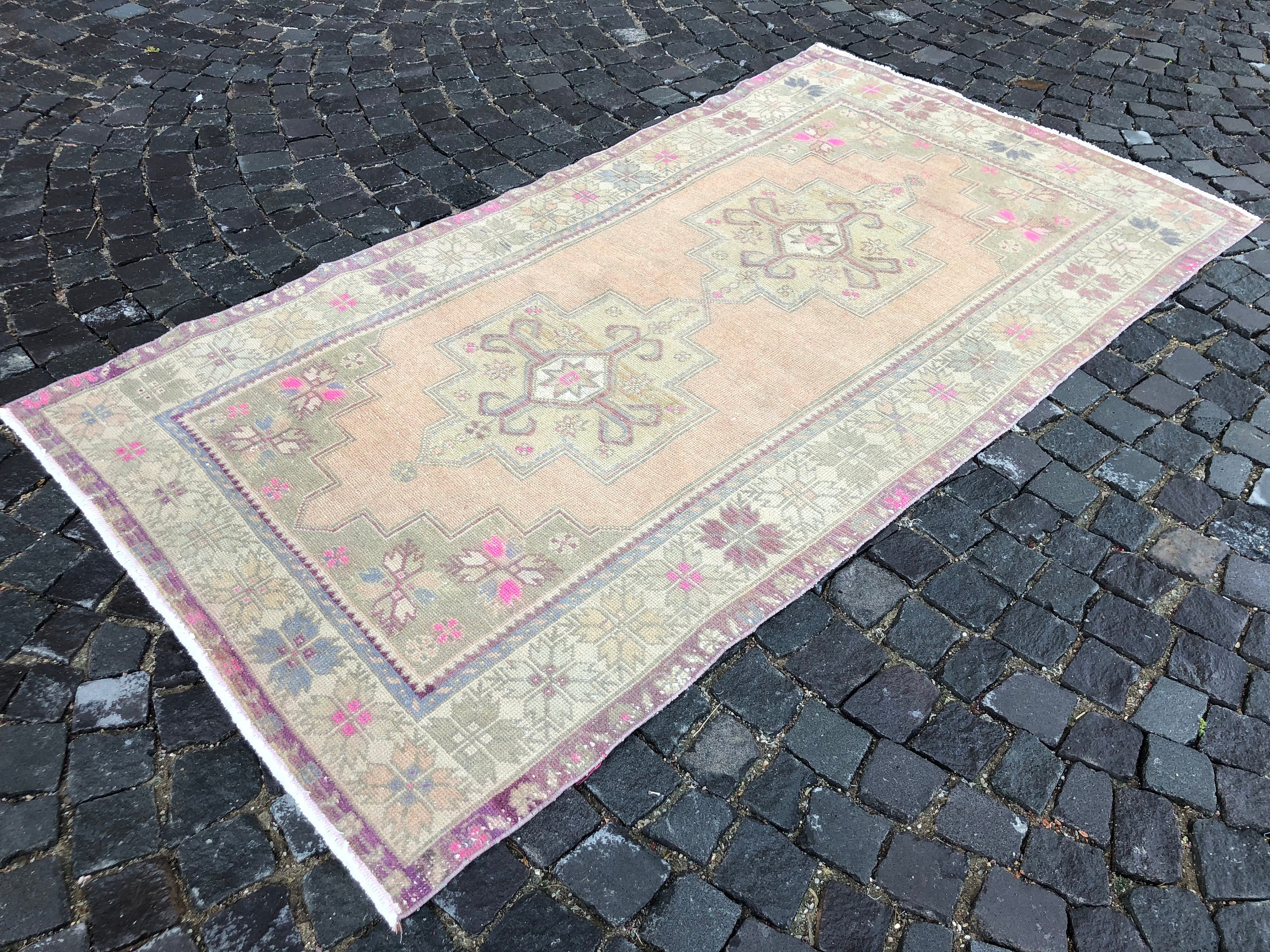 Tapis Turc, Tapis Boho, Vintage, de Zone, Décoration Intérieure, en Laine, Tapis, Kilim, 246 X 129 c