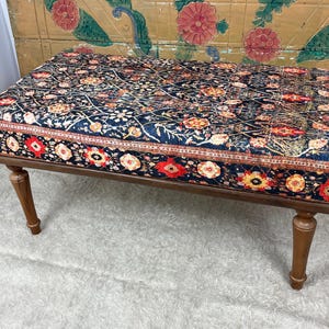 Handmade Kilim Ottoman Bench: Bohemian Decor, Turkish Design
