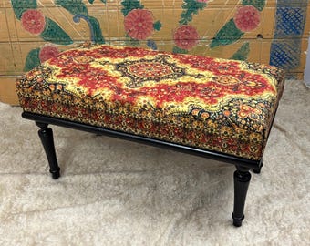 Banco Kilim turco hecho a mano, decoración bohemia, libre de impuestos en EE. UU.