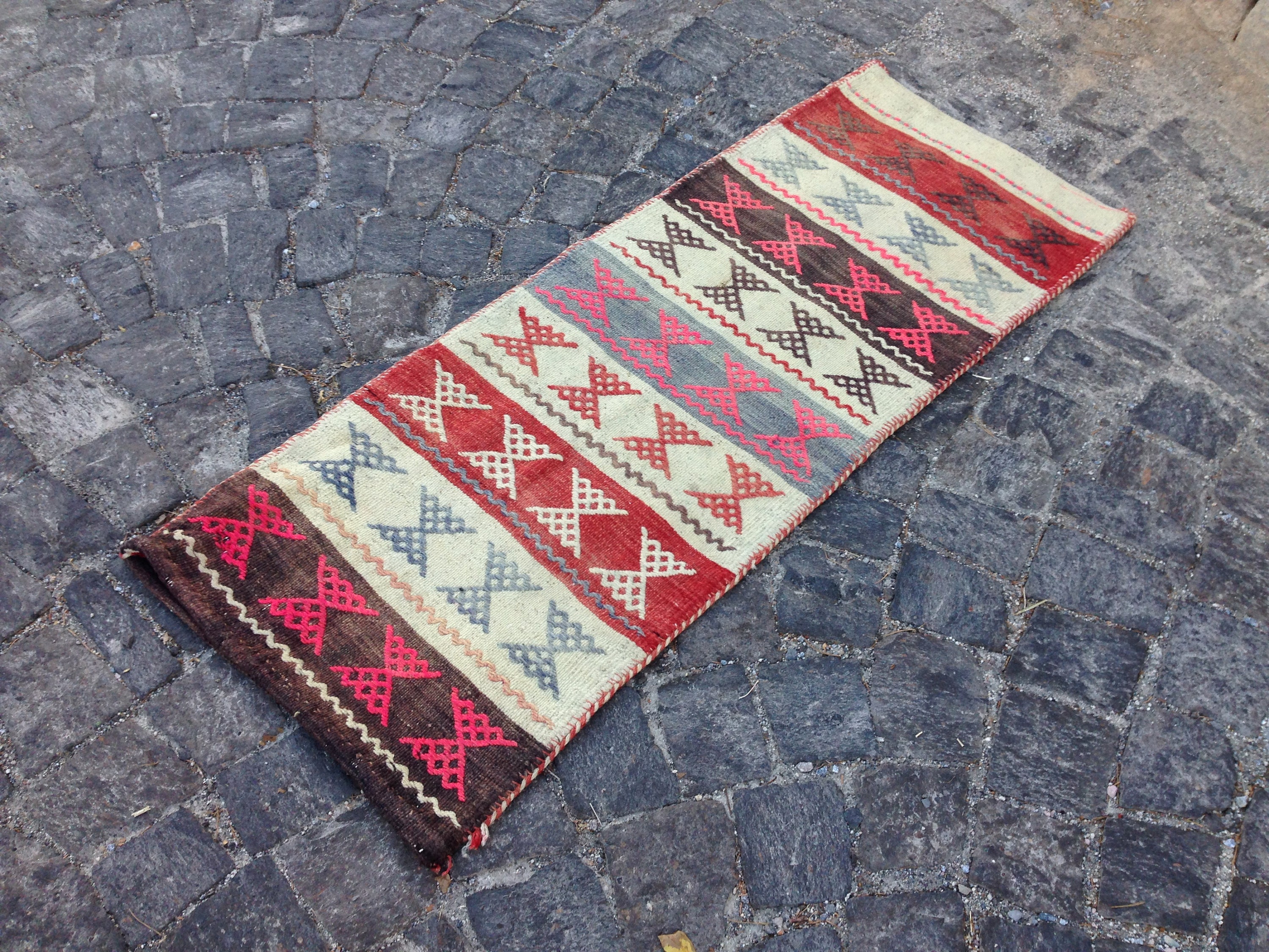Handmade Turkish Kilim Pillow Embroidered Wool Cushion | 55 X 145 cm Tax Free Usa