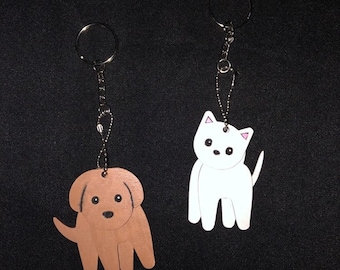 3-layer Cat and Dog Keychain Digital Download SVG PDF DXF files plus instructions to make your own on a Glowforge or other laser machine