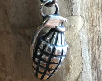 Grenade Pendant in Sterling Silver