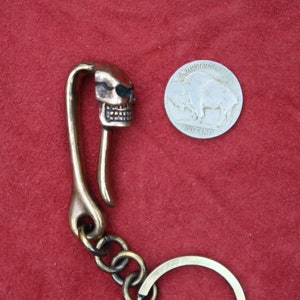 Skull Key Belt Hook in Bronze - Hand Cast