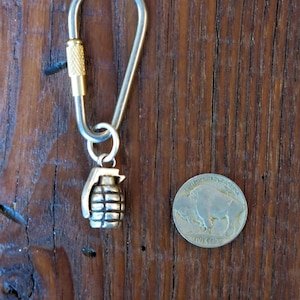 Grenade Key Chain in Sterling Silver with Titanium Clasp