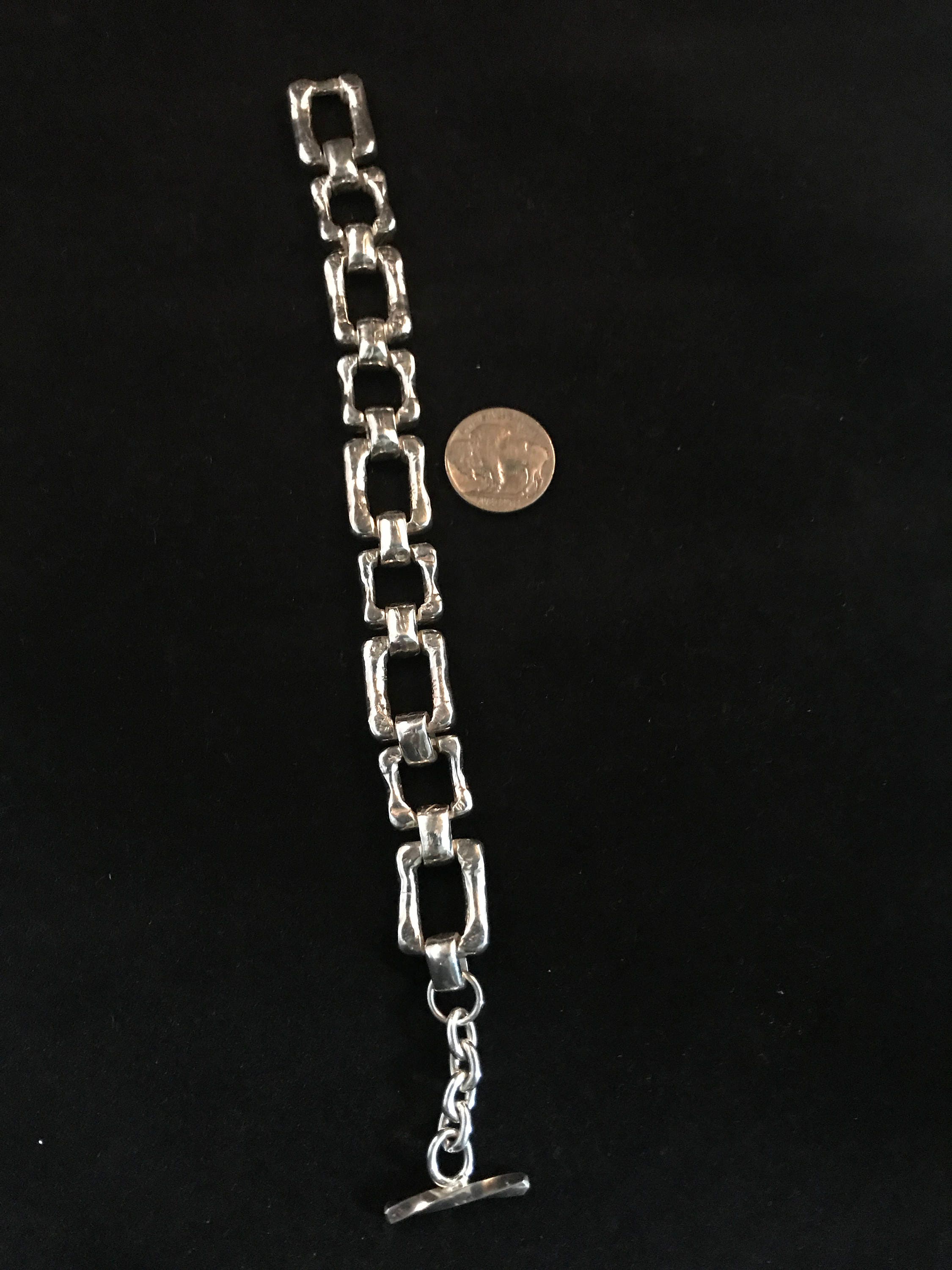 Square Link Bracelet in Sterling Silver - Etsy