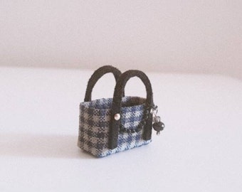 1:24 Blue and Black Tote bag  Handmade Miniature bags