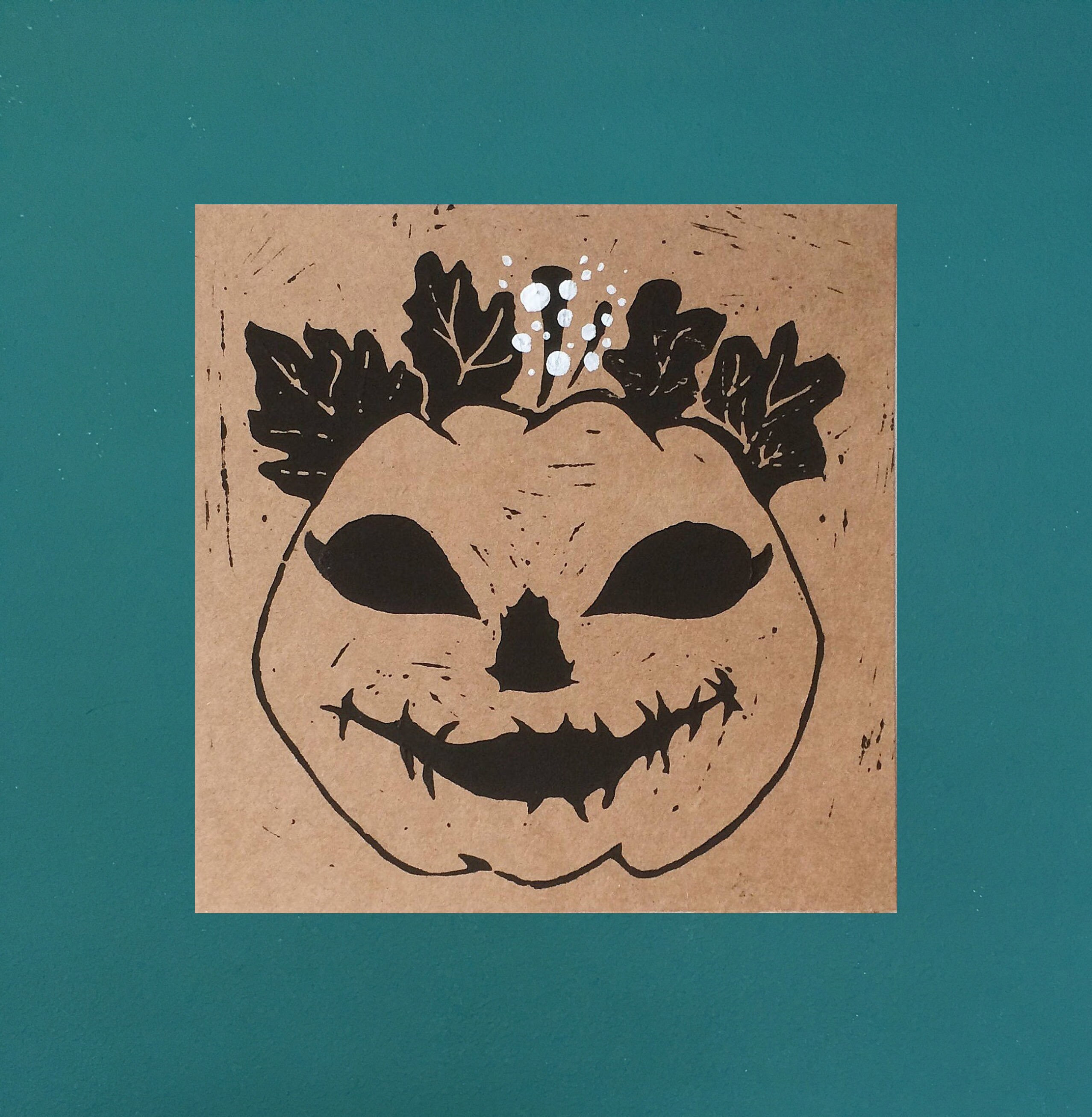 Linocut Print Pumpkin Lino Illustration Art Print Halloween Etsy