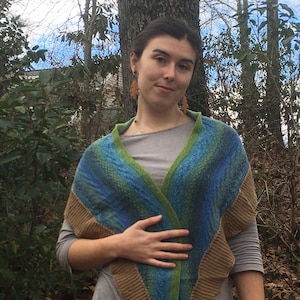 Knitted Blue and Green Shawl
