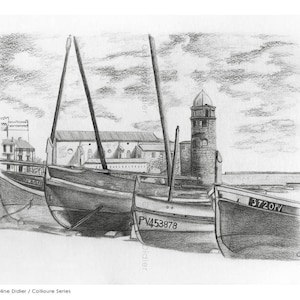 Drawing Boats of Collioure - Numbered art print